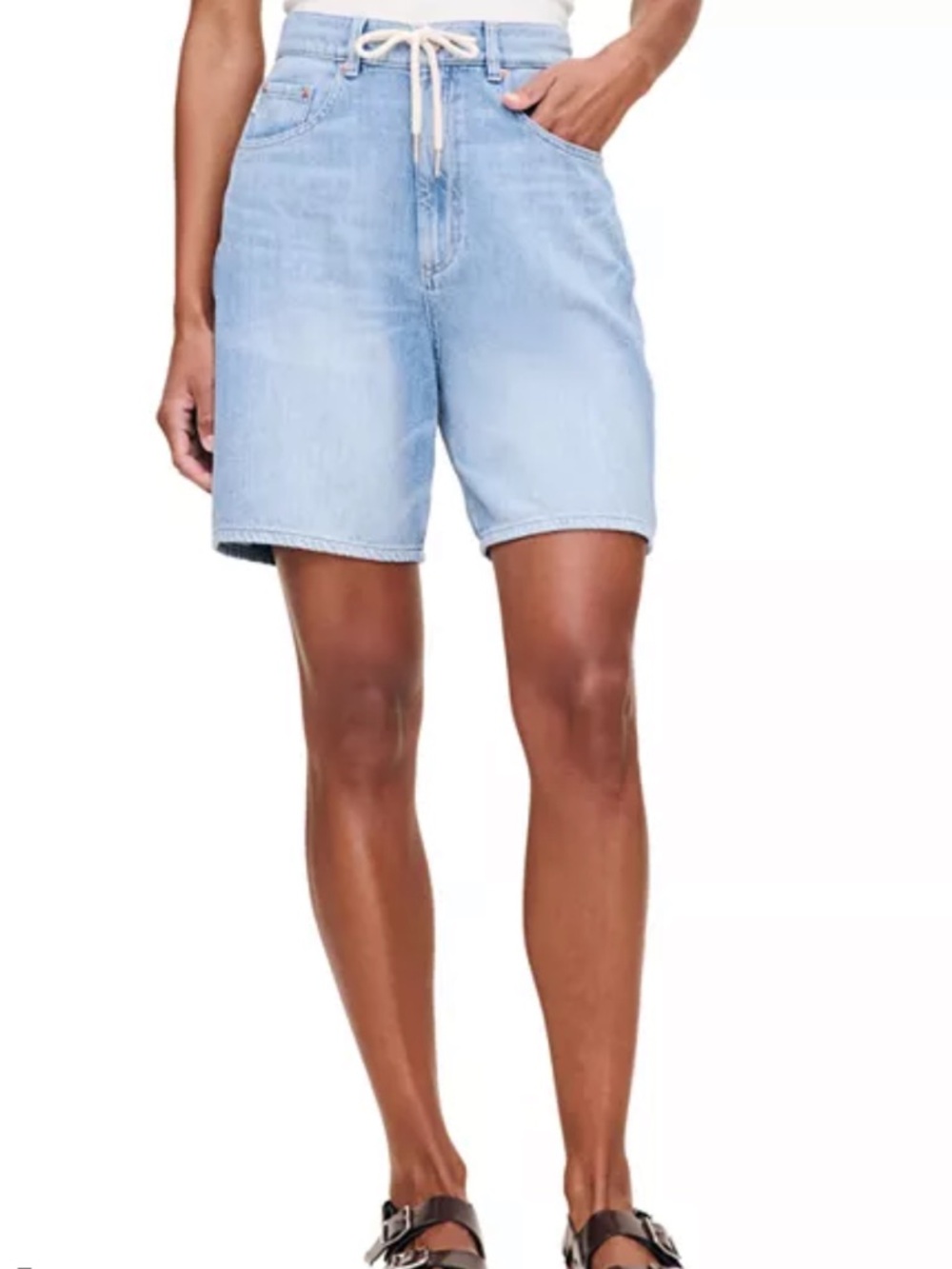 DL1961 Taylor Drawstring High Rise 7" Denim Short Beachwave 29 Festival $189